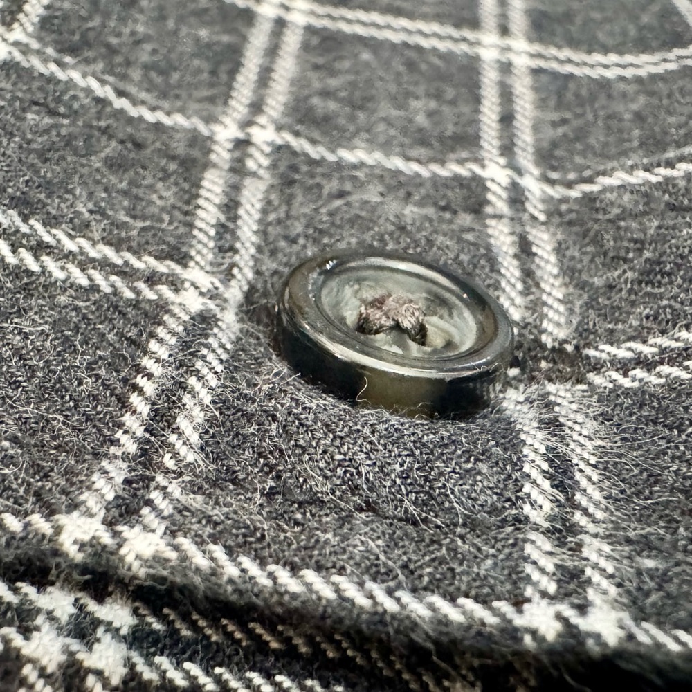 J.Crew Men’s Slim Fit Flannel Shirt Black & White Windowpane Plaid Size Medium - Picture 2 of 5